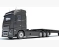Cab-over Truck With Flatbed Trailer 3D модель