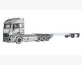 Cab-over Truck With Flatbed Trailer Modèle 3d