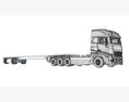 Cab-over Truck With Flatbed Trailer 3D模型