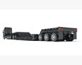 Cab-over Truck With Lowboy Trailer 3D 모델 