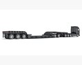 Cab-over Truck With Lowboy Trailer 3D 모델  side view