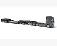 Cab-over Truck With Lowboy Trailer Modello 3D