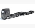 Cab-over Truck With Lowboy Trailer Modelo 3D vista frontal