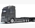 Cab-over Truck With Lowboy Trailer 3D 모델  dashboard