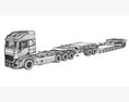 Cab-over Truck With Lowboy Trailer 3D-Modell