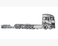 Cab-over Truck With Lowboy Trailer 3D модель