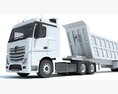 Cab Over Engine Truck With Tipper Trailer 3D 모델  clay render