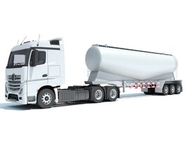 Commercial Truck With Tank Trailer 3D 모델 