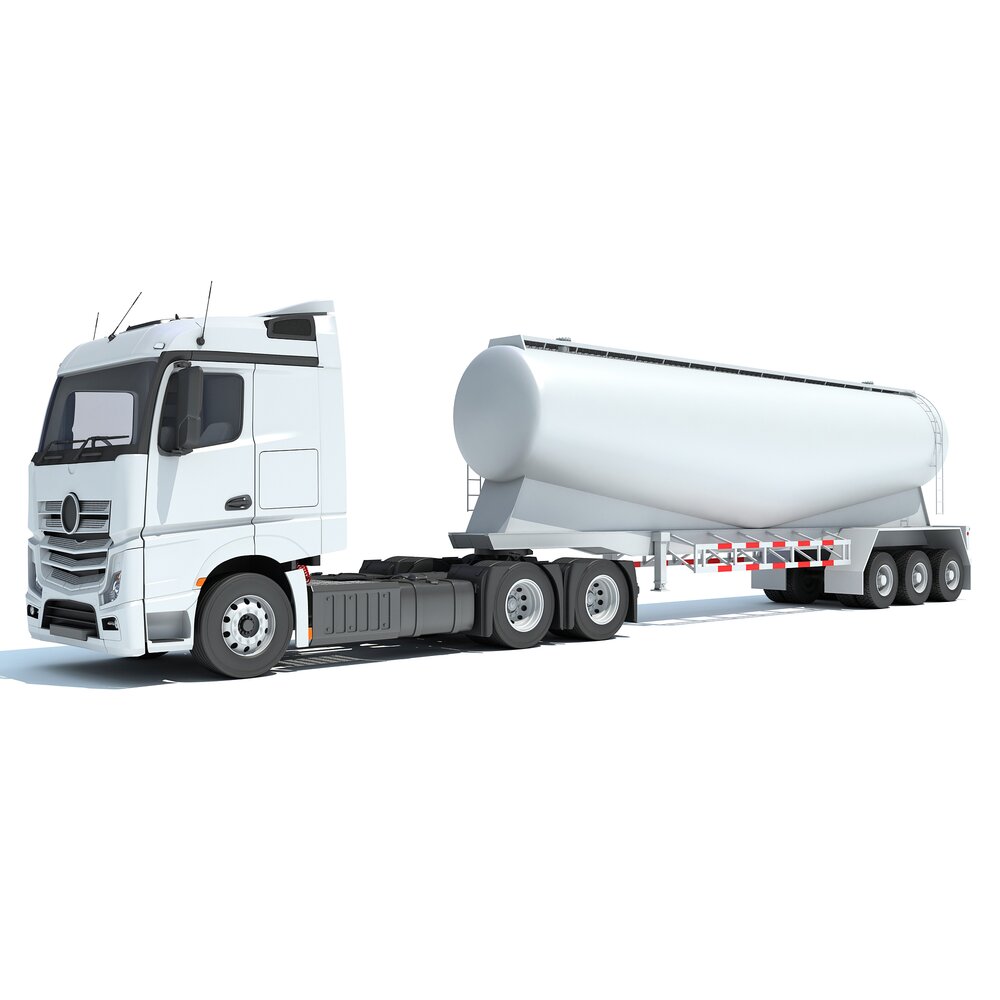 Commercial Truck With Tank Trailer 3D model
