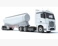 Commercial Truck With Tank Trailer 3D模型 顶视图