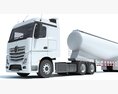 Commercial Truck With Tank Trailer 3D 모델  clay render