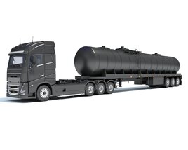 Euro Style Truck With Tank Semitrailer 3D 모델 