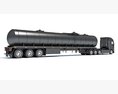 Euro Style Truck With Tank Semitrailer 3D 모델  side view