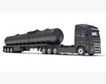 Euro Style Truck With Tank Semitrailer 3D 모델  top view