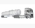 Euro Style Truck With Tank Semitrailer 3Dモデル