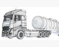 Euro Style Truck With Tank Semitrailer 3d model