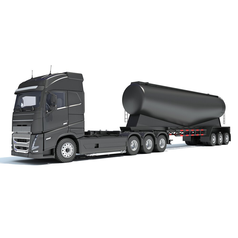 Euro Truck With Tank Trailer 3D 모델 