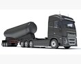 Euro Truck With Tank Trailer 3D-Modell Draufsicht