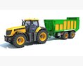 Farm Tractor With Trailer 3d model back view
