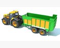 Farm Tractor With Trailer 3d model