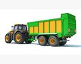 Farm Tractor With Trailer 3d model side view