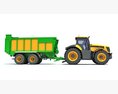 Farm Tractor With Trailer 3d model top view