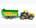 Farm Tractor With Trailer 3d model front view