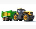 Farm Tractor With Trailer 3d model clay render