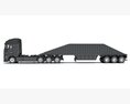 Heavy-Duty Semi-Truck With Bottom Unloading Trailer 3D模型 后视图