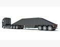 Heavy-Duty Semi-Truck With Bottom Unloading Trailer 3D 모델  wire render