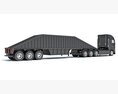 Heavy-Duty Semi-Truck With Bottom Unloading Trailer 3D模型 侧视图