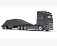 Heavy-Duty Semi-Truck With Bottom Unloading Trailer 3D模型 顶视图