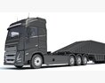 Heavy-Duty Semi-Truck With Bottom Unloading Trailer Modelo 3D