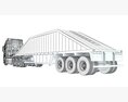 Heavy-Duty Semi-Truck With Bottom Unloading Trailer 3D模型