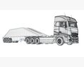 Heavy-Duty Semi-Truck With Bottom Unloading Trailer 3D模型