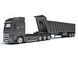 High-Roof Truck With Tipper Trailer Modello 3D