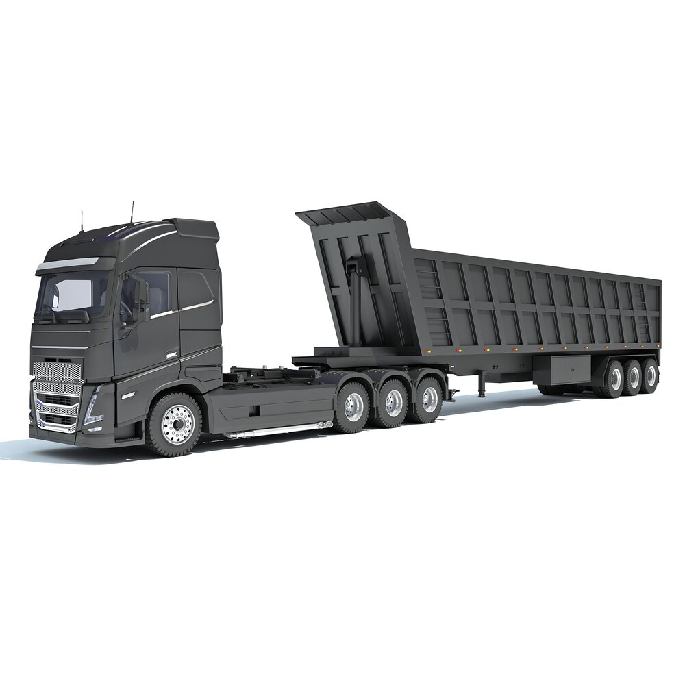 High-Roof Truck With Tipper Trailer Modèle 3D
