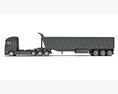 High-Roof Truck With Tipper Trailer 3D 모델  back view