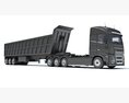 High-Roof Truck With Tipper Trailer 3D 모델  top view
