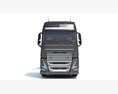High-Roof Truck With Tipper Trailer Modèle 3d vue frontale