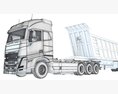 High-Roof Truck With Tipper Trailer 3D-Modell