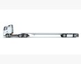 High Cab Truck With Flatbed Trailer 3D模型 后视图