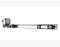 High Cab Truck With Flatbed Trailer 3D 모델  wire render