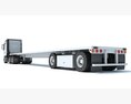 High Cab Truck With Flatbed Trailer Modèle 3d