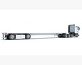 High Cab Truck With Flatbed Trailer 3D 모델  side view