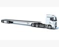 High Cab Truck With Flatbed Trailer 3D 모델 