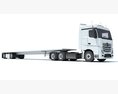 High Cab Truck With Flatbed Trailer 3D 모델  top view