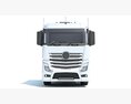 High Cab Truck With Flatbed Trailer 3D модель front view