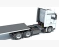 High Cab Truck With Flatbed Trailer 3d model