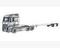 High Cab Truck With Flatbed Trailer 3D模型